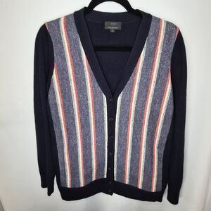 J. Crew Navy and Red Striped Cardigan